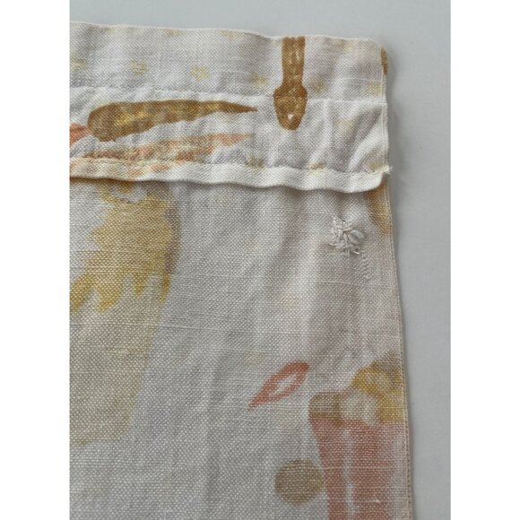 Vintage 1970s curtain, brown orange kitchen appliances pattern, rod header panel - Picture 8 of 10